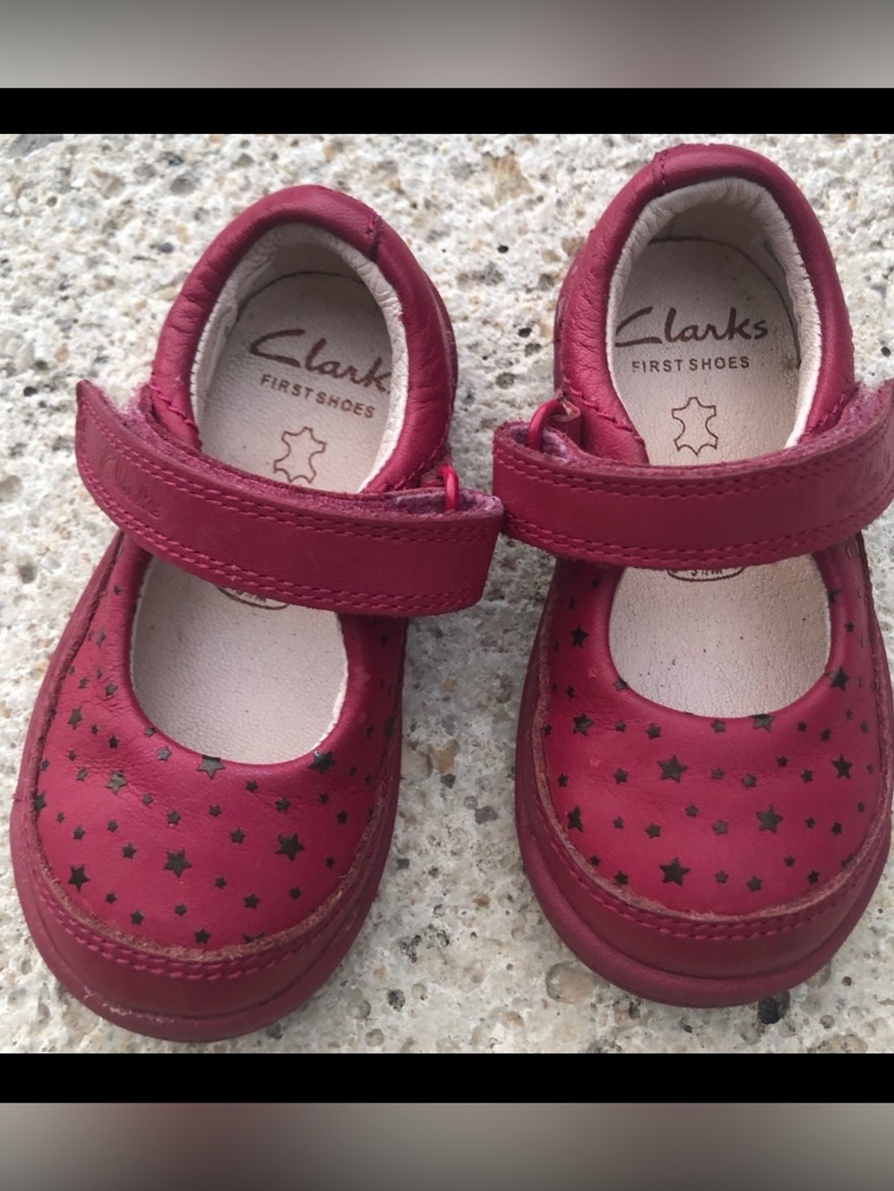 Clarks Mary Jane First Shoes leather magenta star print 3.5 infant baby